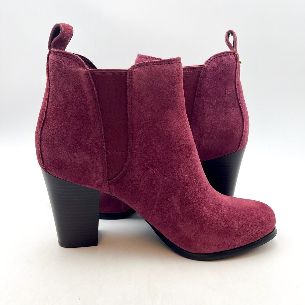 MICHAEL KORS Womens Evaline Booties Size 8.5M Mulberry Red Suede Heeled NWOB - Picture 3 of 14